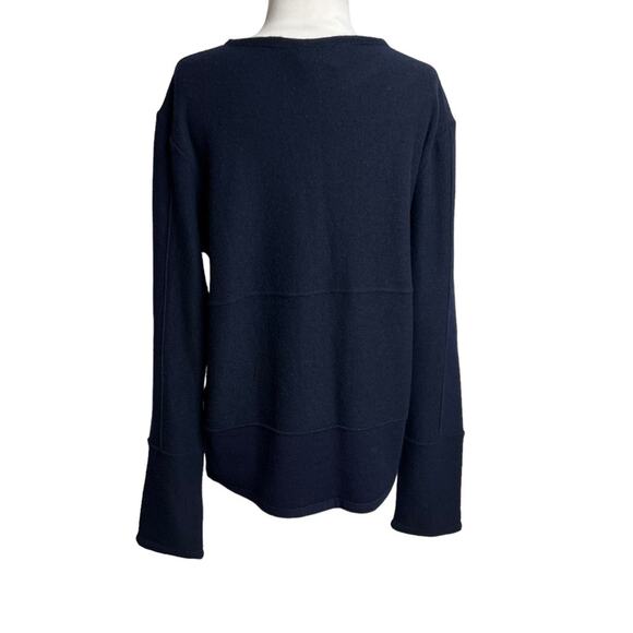 Ekologic recycled cashmere sweater navy brown Sz L - Picture 3 of 6
